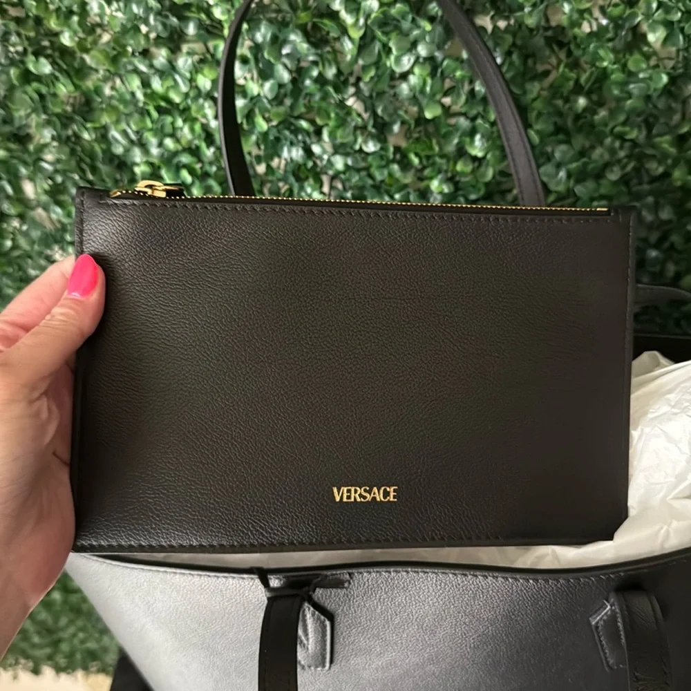 Versace Black Leather Medusa Tote Bag Brand New